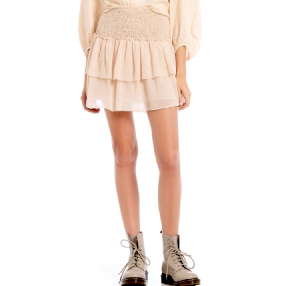 Chelsea & Violet Smocked Tiered Sparkle Blush Pink Skirt